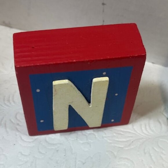 VTG 7 Piece Wooden Christmas JOY NOEL Blocks Picture Frames Table Decor 2.5" - Picture 6 of 14